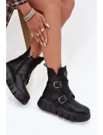 Dámske členkové topánky s remienkami a prackami Vinceza - čierne