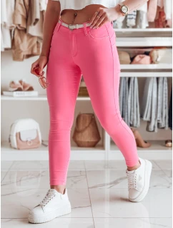 Dámské úzké kalhoty s páskem růžové Dstreet model 21985379 - FashionStreet