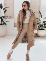 dámská zimní dlouhá prošívaná bunda s kapucí tmavě béžová Dstreet model 21990638 - FashionStreet