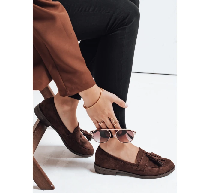 Dámske semišové hnedé mokasíny FashionStreet ZY1168