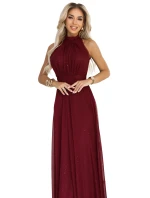 636-1 VERONICA luxusné dlhé šaty s brokátovým akcentom a elegantnou líniou - bordové 636-1 VERONICA luxusné dlhé šaty s brokátovým akcentom a elegantnou líniou - bordové