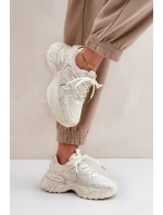 Sneakersy Damskie Z Przetarciami Na Platformie Beżowe Seladwen Sneakersy Damskie Z Przetarciami Na Platformie Beżowe Seladwen