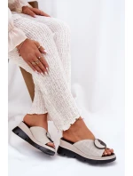 Dámské Kožené Sandály S Ozdobou Béžové model 21691670 - S.Barski