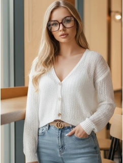 Dámsky ažurový sveter GOFFY white FashionStreet MY2278