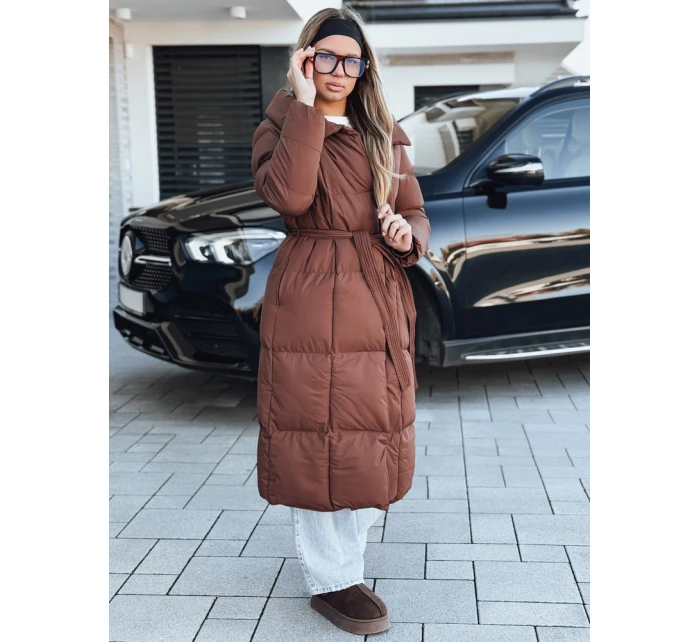 Dámský prošívaný kabát hnědý Dstreet model 21994226 - FashionStreet