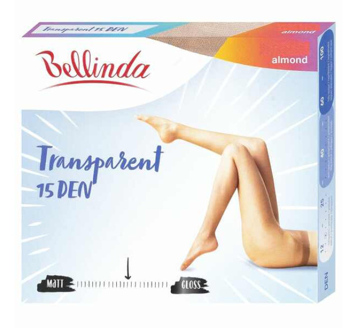 Priehľadné pančuchové nohavice bez zosilneného sedu TRANSPARENT 15 DEN - Bellinda - almond
