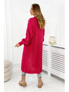 Sveter dlhý kardigán fuchsiový