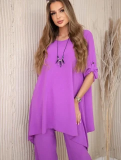 Sada halenky + kalhot s přívěskem fialka