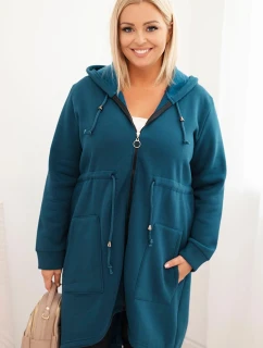 Dámská mikina zateplená Plus Size s kapucí a model 21480759 výstřihem hnědá - K-Fashion