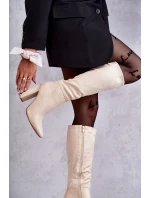 Klasické semišové boty na podpatku Béžová model 21595215 - Boto