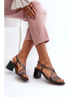 Skórzane Sandały Na Niskim Słupku Maciejka 06653-09 Ciemnozielone