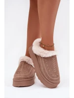 Dámské sněhule na platformě s kožešinou a tmavě béžové model 21788055 - Boto Dámské sněhule na platformě s kožešinou a tmavě béžové model 21788055 - Boto