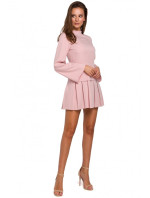 K021 Mini šaty s priliehavým spodným lemom - krepové ružové
