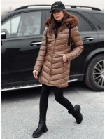 Dámská prošívaná zimní bunda s kapucí CRYSTAL světle hnědá Dstreet model 21982617 - FashionStreet