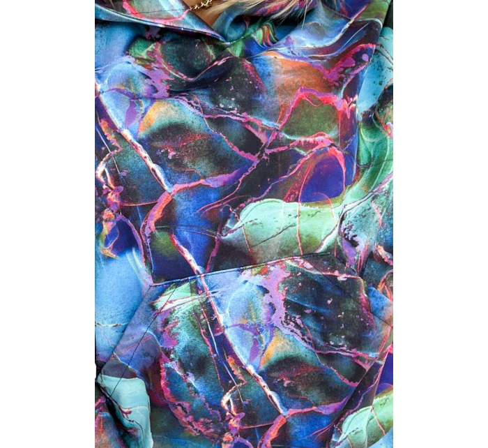 Dámska klokanie mikina vo svetlo modrej mramorovanej farbe s kapucňou 390-1