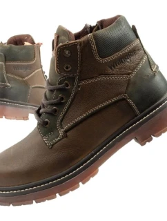 Wrangler Allan Mid pánske sobolie topánky elegantné kožené zelenohnedé