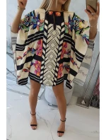 model 18746606 šaty s vázáním v pase ecru - K-Fashion