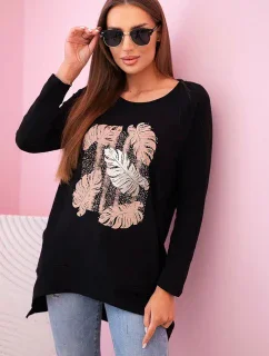 Dámská halenka s kapsami a ozdobným potiskem černý