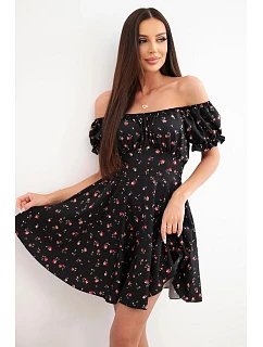Dámské šaty s s volánkem a výstřihem černá model 22205811 - K-Fashion