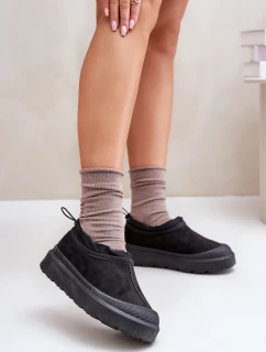 Śniegowce Damskie Na Platformie Z Niską Cholewką Czarne Izamine