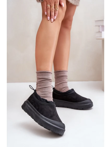 Śniegowce Damskie Na Platformie Z Niską Cholewką Czarne Izamine