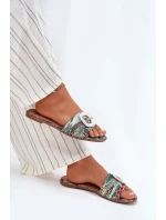 Płaskie Klapki Damskie Z Ozdobną Klamrą Multikolor Clariola Płaskie Klapki Damskie Z Ozdobną Klamrą Multikolor Clariola