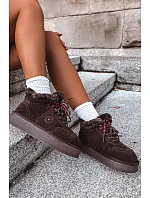 Dámské kožené semišové sněhule s šněrováním Big Star model 22386368 Hnědé - Big Star Shoes