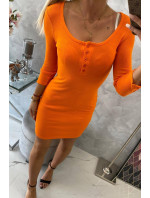 Šaty s výstrihom na gombíky v oranžovej farbe