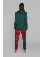 Dámske pyžamo Zorza, dlhý rukáv, dlhé nohavice - zelená/potlač