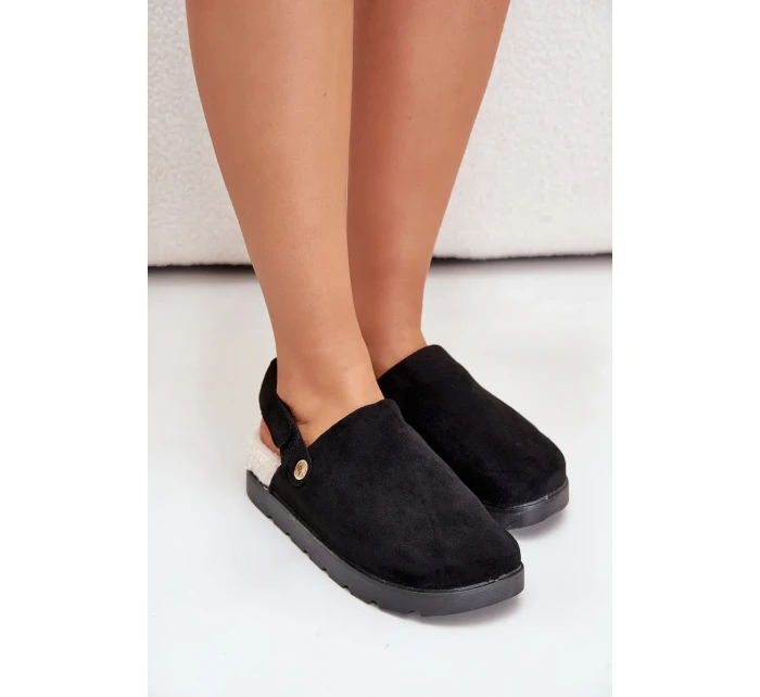 Dámske papuče na platforme zateplené kožušinou typu Lamb Black Sanilora Dámske papuče na platforme zateplené kožušinou typu Lamb Black Sanilora