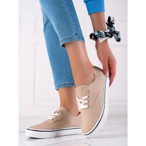 Moderné dámske hnedé tenisky bez podpätku