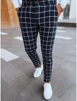 Pánske tmavomodré kockované nohavice FashionStreet UX3952