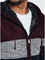 Pánsky zateplený sveter s kapucňou bordový FashionStreet WX2275