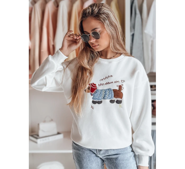 Dámska oversize mikina s výšivkou DOGSWEETY biela FashionStreet BY1478 Dámska oversize mikina s výšivkou DOGSWEETY biela FashionStreet BY1478