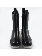 Čierne topánky s transparentnou podrážkou (OM717)