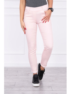 Nohavice vo farbe džínsoviny svetlo púdrovo ružové