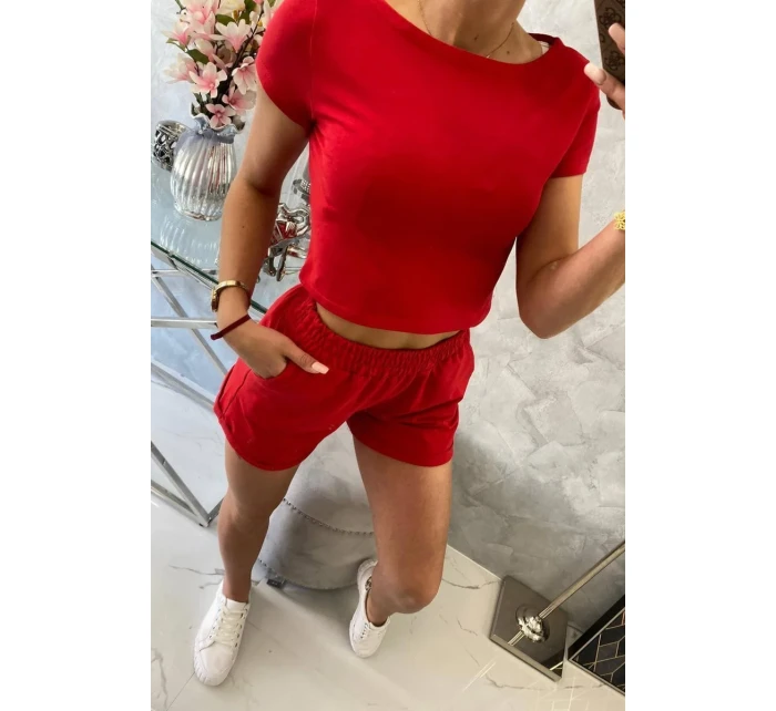 Bavlnená súprava so šortkami červená Bavlnená súprava so šortkami červená