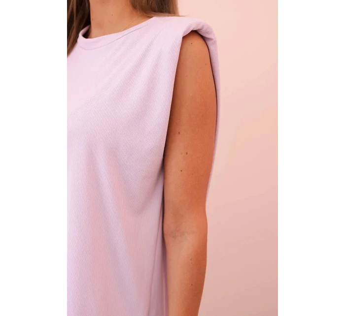 Dámský komplet z viskózy bez rukávů a rovnými kalhotami světle fialový Dámský komplet z viskózy bez rukávů a rovnými kalhotami světle fialový