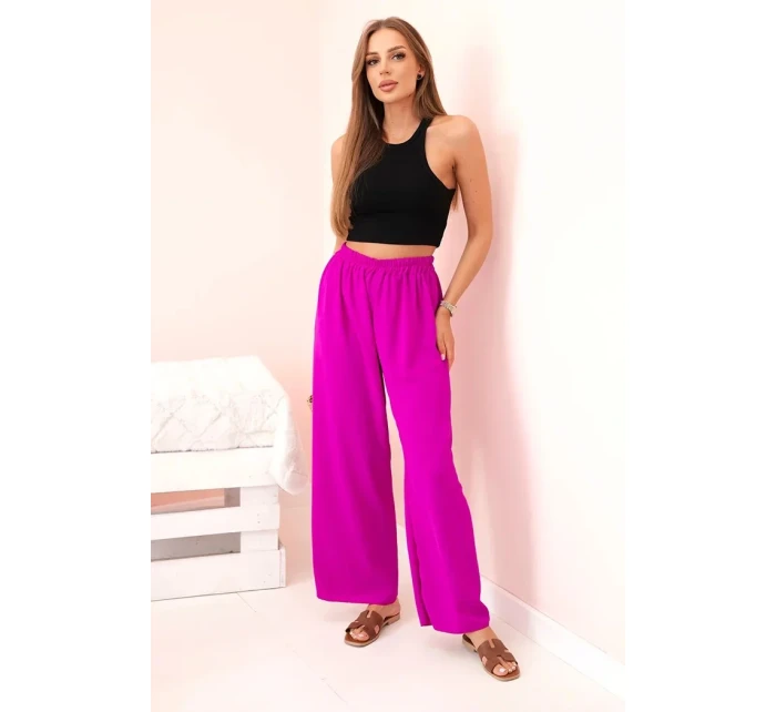 Kalhoty se širokými nohavicemi tmavě fialová