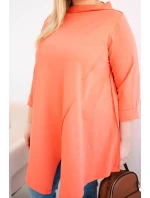 Dámske bavlnené Plus veľkosť blúzka s rukávmi marhuľová