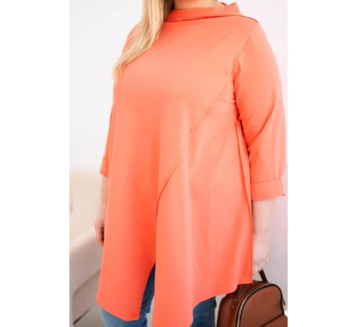 Dámske bavlnené Plus veľkosť blúzka s rukávmi marhuľová