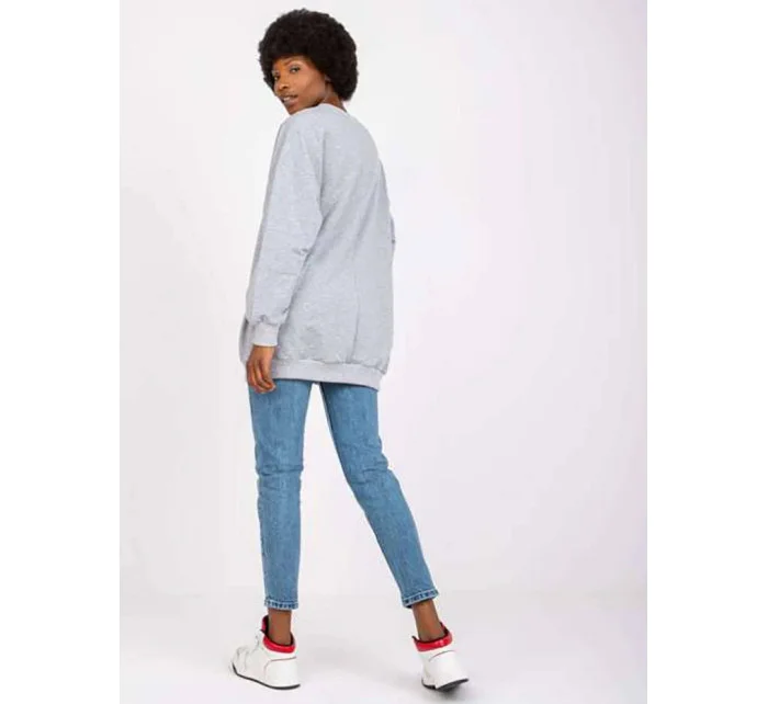 Šedá melanžová dámská oversize mikina College model 19584505 - Factory Price