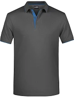 Daiber JN 728 Pánske polo tričko z piké s kontrastným lemom 02.0728 grafitová/aqua