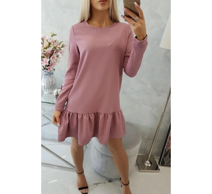 Šaty s volánem tmavě růžové