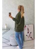 Zateplená mikina se zapínáním na druky khaki