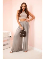 Dámske široké viskózové nohavice s elastickým pásom fango Dámske široké viskózové nohavice s elastickým pásom fango