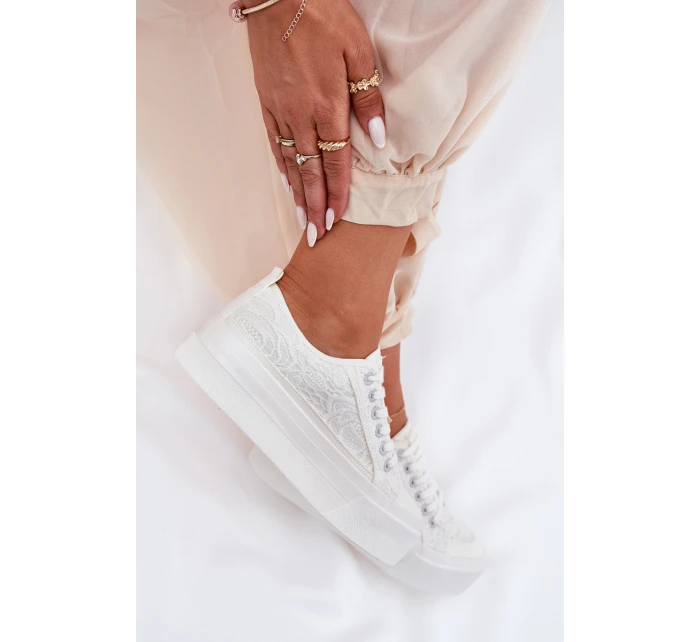 Dámské Krajkové Tenisky Big Star model 21690706 Bílé - Big Star Shoes Dámské Krajkové Tenisky Big Star model 21690706 Bílé - Big Star Shoes