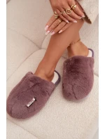 Kožešinové dámské pantofle tmavě fialové model 21772486 - Boto Kožešinové dámské pantofle tmavě fialové model 21772486 - Boto