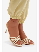 Dámské sandály na podpatku s pásky žluté Velivelle