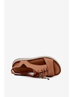Kožené dámské sandály na platformě model 22149678 Camel - Maciejka